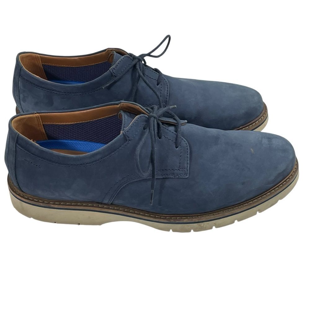Clarks‎ Bayhill Plain Blue Nubuck Leather Oxfords Men’s Size US 11M / EU 44.5